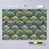 Blaues, aquamarines und goldenes Pfauenglas Seidenpapier (Handwerk)