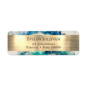 Blaues aquamarines Wasserfarben- und Goldadressen- (Vorne)