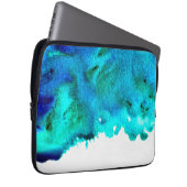 Blaues Aquarell abstraktes Ozeandesign Laptopschutzhülle (Vorne Rechts)