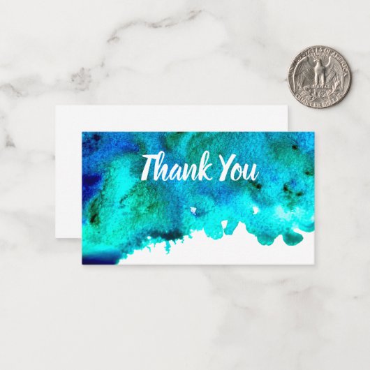 Blaues Aquarell abstraktes Ozeandesign Mitteilungskarte (Vorderseite/Rückseite Beispiel)