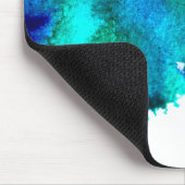 Blaues Aquarell abstraktes Ozeandesign Mousepad (Ecke)