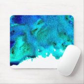 Blaues Aquarell abstraktes Ozeandesign Mousepad (Mit Mouse)