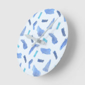 Blaues Aquarell beschmutzt mittlere runde Wanduhr (Winkel)