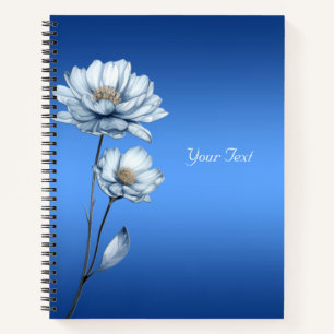 Blaues Aquarell-Blumen-Notizbuch Notizblock