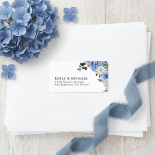 Blaues Aquarell-Blumen-Rücksendeetikett Adressaufkleber