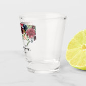 Blaues Aquarell-Blumenhochzeit Burgunders Schnapsglas (Rechts)