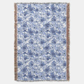 Blaues Aquarell-Blumenmuster Decke (Vorderseite Vertikal)