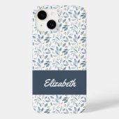 Blaues Aquarell-Botanik-Muster-Name Case-Mate iPhone Hülle (Rückseite)