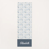 Blaues Aquarell-Botanik-Mustername Yogamatte (Vorderseite)