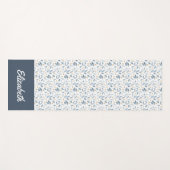 Blaues Aquarell-Botanik-Mustername Yogamatte (Vorderseite (Horizontal))