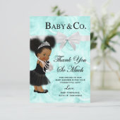 Blaues Aquarell danken Ihnen Babyparty Dankeskarte (Stehend Vorderseite)