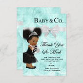 Blaues Aquarell danken Ihnen Babyparty Dankeskarte (Vorne/Hinten)