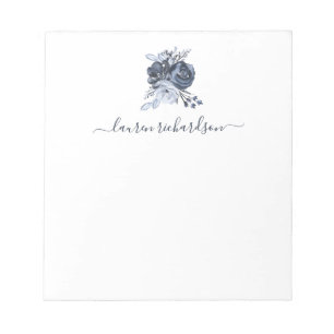 Blaues Aquarell des Blumenstrauß-  mit Blumen Notizblock