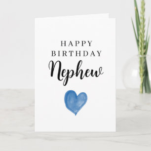 Blaues Aquarell-Herz Alles Gute zum Geburtstag Nef Karte