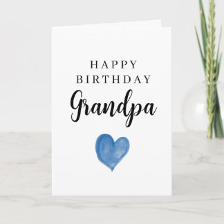 Blaues Aquarell-Herz Alles Gute zum Geburtstag Opa Karte