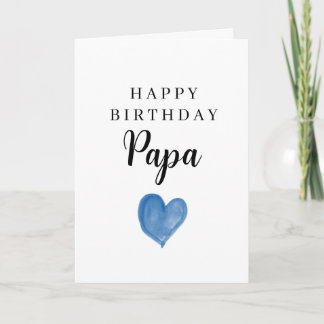 Blaues Aquarell-Herz Alles Gute zum Geburtstag Pap Karte