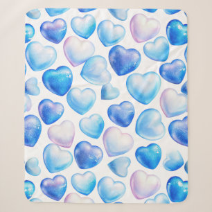 Blaues Aquarell-Herz-Sherpa-Decke (Mittel) Sherpadecke