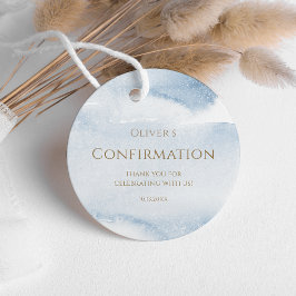 Blaues Aquarell-Jungen-Firmungsgastgeschenk-Tag Geschenkanhänger