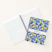 Blaues Aquarell-Limonen-Muster-Monogramm-Name Notizblock (Innenseite)