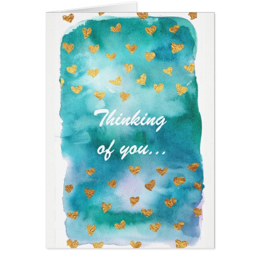 Blaues Aquarell, mit Goldherzen (Vorne)