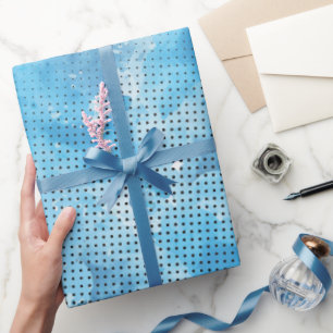Blaues Aquarell mit Punkten Muster Geschenkpapier
