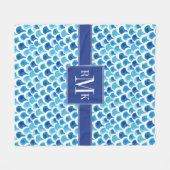 Blaues Aquarell-Skala-Muster Fleecedecke (Vorderseite (Horizontal))