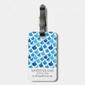 Blaues Aquarell-Skala-Muster Gepäckanhänger (Rückseite vertikal)