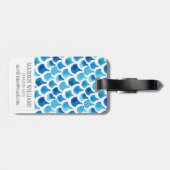 Blaues Aquarell-Skala-Muster Gepäckanhänger (Rückseite horizontal)