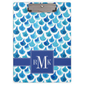 Blaues Aquarell-Skala-Muster Klemmbrett (Vorderseite)