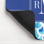 Blaues Aquarell-Skala-Muster Mousepad (Ecke)