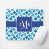 Blaues Aquarell-Skala-Muster Mousepad (Mit Mouse)