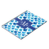 Blaues Aquarell-Skala-Muster Notizblock (Linke Seite)