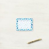 Blaues Aquarell-Skala-Muster Post-it Klebezettel (Auf Schreibtisch)