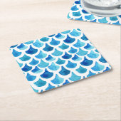 Blaues Aquarell-Skala-Muster Rechteckiger Pappuntersetzer (angewinkelt)