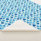 Blaues Aquarell-Skala-Muster Sherpadecke (3/4)