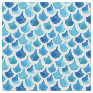 Blaues Aquarell-Skala-Muster Stoff