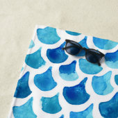 Blaues Aquarell-Skala-Muster Strandtuch (Beispiel)