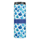 Blaues Aquarell-Skala-Muster Thermosbecher (Rückseite)