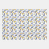 Blaues Aquarell-Zitronenmuster Geschenkpapier Set (Vorderseite 3)