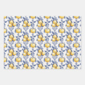Blaues Aquarell-Zitronenmuster Geschenkpapier Set (Vorderseite 2)