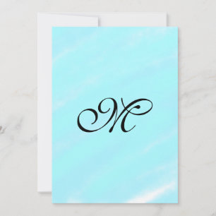 Blaues Aquarellfarben-Monogramm mit Buchstaben in Einladung