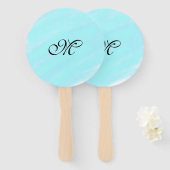 Blaues Aquarellfarben-Monogramm mit Buchstaben in Fächer (Vorne und Hinten)