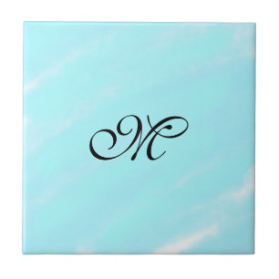 Blaues Aquarellfarben-Monogramm mit Buchstaben in Fliese