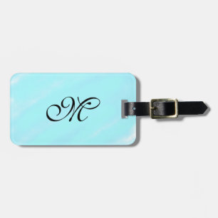 Blaues Aquarellfarben-Monogramm mit Buchstaben in Gepäckanhänger