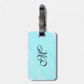 Blaues Aquarellfarben-Monogramm mit Buchstaben in Gepäckanhänger (Rückseite vertikal)