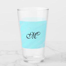 Blaues Aquarellfarben-Monogramm mit Buchstaben in  Glas