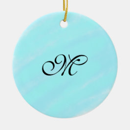 Blaues Aquarellfarben-Monogramm mit Buchstaben in  Keramik Ornament