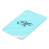 Blaues Aquarellfarben-Monogramm mit Buchstaben in Magnet (Linke Seite)