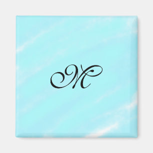 Blaues Aquarellfarben-Monogramm mit Buchstaben in Magnet