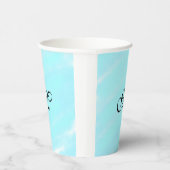 Blaues Aquarellfarben-Monogramm mit Buchstaben in Pappbecher (Rechts)